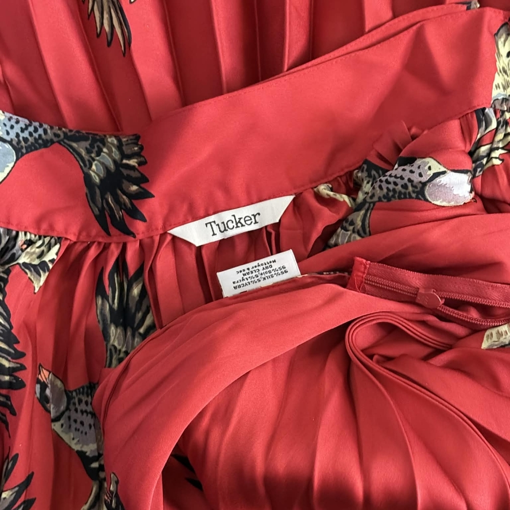 NWOR Tucker Scarlet Avian Pleated Pattern Skirt